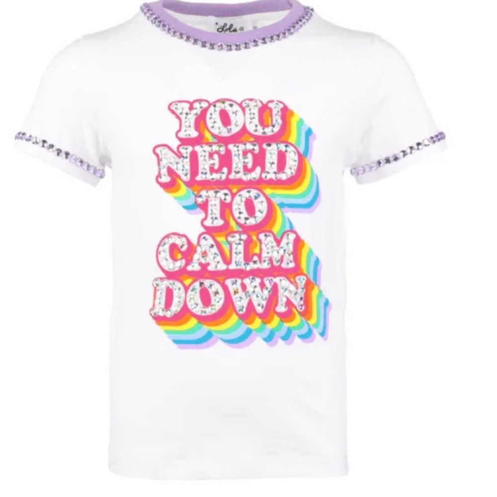 Lola Kids White Tee with Rainbow Graphic